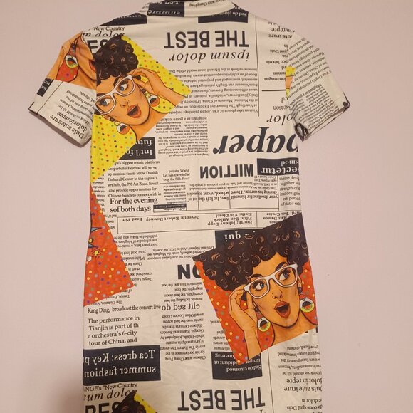 Cute Comic Newspaper Print Girls Dress – Size 7 - Picture 2 of 3